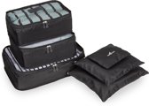 TravelSky Packing Cubes Set - Koffer Bagage Organizer - Inpak Kubussen - Pack Compression Cubes - Travel Bag Ordening - Reis Accessoires - Tas Opbergzakken - 6 Stuks - Zwart