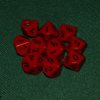 Afbeelding van het spelletje 10 Vlakken Tienzijdige Dobbelstenen Rood met Zwart 16mm Set van 6 Stuks