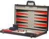 Afbeelding van het spelletje Backgammon Lion lederlook zwart/rood/grijs 46cm