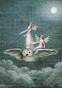 Afbeelding van het spelletje Fairies Riding Owl - Birthday Greeting Card