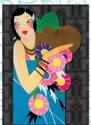 Afbeelding van het spelletje Flapper with Bracelets & Flowers - Deluxe Die Cut Notecards