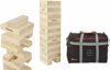 Afbeelding van het spelletje Giga Stapeltorenspel  (Grenenhout), tot 150 cm hoog, ECO hout, in stevige transsporttas. Omvaltoren spel, Blokkenspel voor buiten