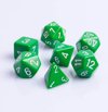 Afbeelding van het spelletje 7-delige Polydice / dobbelstenen Set voor Dungeons & Dragons | Groen met Wit