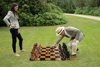 Afbeelding van het spelletje Exclusief Teak houten schaakspel, 30 cm hoog