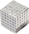 Afbeelding van het spelletje 216 kleine vierkante sterke magneten in blikje - Buckyballs - Neocubes zilver