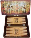 Afbeelding van het spelletje Backgammon koffer hout Egypt Design 48cm.