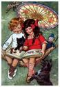 Afbeelding van het spelletje Boy and Girl Reading in a Hammock - Books & Readers Greeting Card