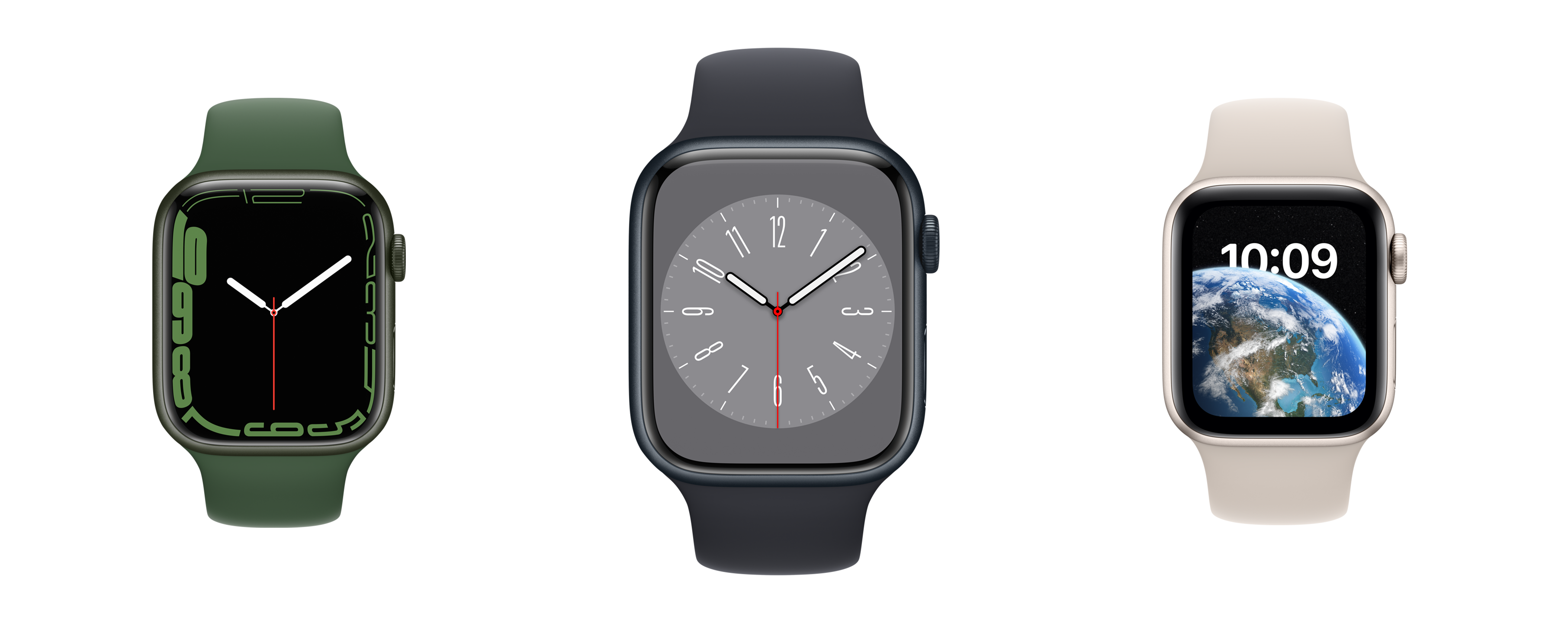 Vergelijk de Apple Watch series 7, 8 en SE 2022